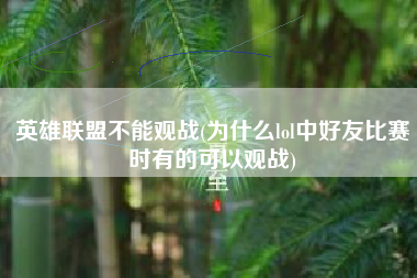 英雄联盟不能观战(为什么lol中好友比赛时有的可以观战)