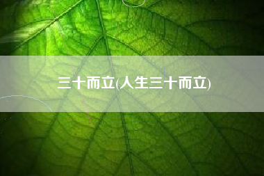 三十而立(人生三十而立)