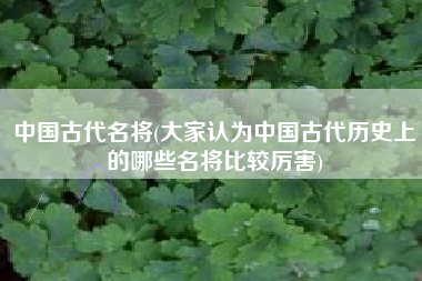 中国古代名将(大家认为中国古代历史上的哪些名将比较厉害)