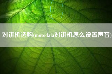 对讲机选购(motodala对讲机怎么设置声音)