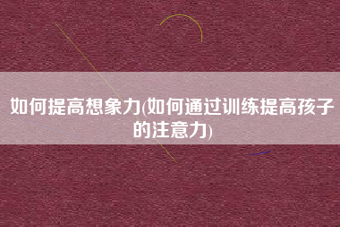 如何提高想象力(如何通过训练提高孩子的注意力)