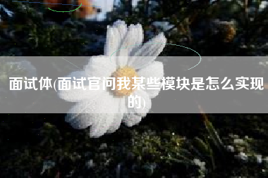面试体(面试官问我某些模块是怎么实现的)