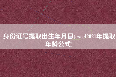 身份证号提取出生年月日(excel2021年提取年龄公式)