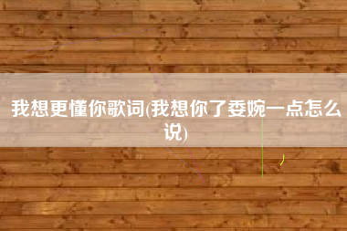 我想更懂你歌词(我想你了委婉一点怎么说)