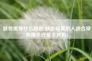 肤色黑穿什么颜色(肤色暗黄的人适合穿焦糖色还是卡其色)