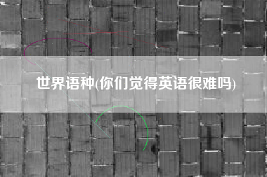 世界语种(你们觉得英语很难吗)