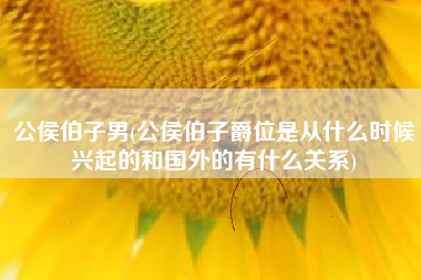 公侯伯子男(公侯伯子爵位是从什么时候兴起的和国外的有什么关系)