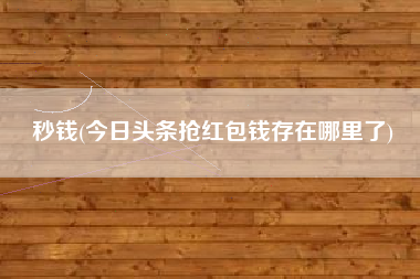 秒钱(今日头条抢红包钱存在哪里了)