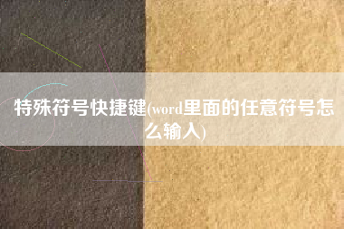 特殊符号快捷键(word里面的任意符号怎么输入)