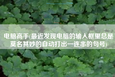 电脑高手(最近发现电脑的输入框里总是莫名其妙的自动打出一连串的句号)