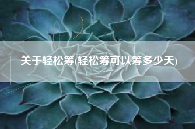关于轻松筹(轻松筹可以筹多少天)