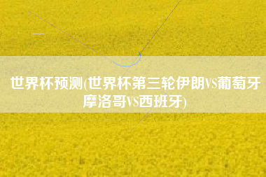 世界杯预测(世界杯第三轮伊朗VS葡萄牙摩洛哥VS西班牙)