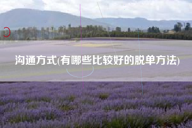 沟通方式(有哪些比较好的脱单方法)