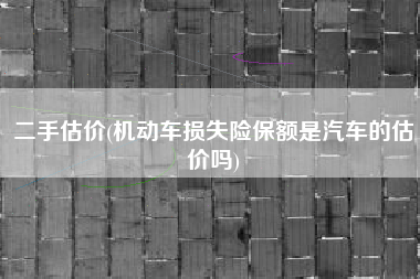 二手估价(机动车损失险保额是汽车的估价吗)