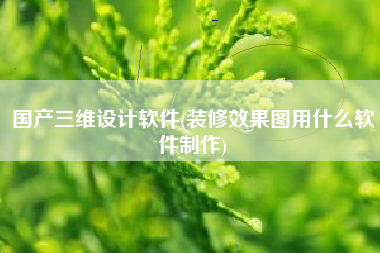 国产三维设计软件(装修效果图用什么软件制作)