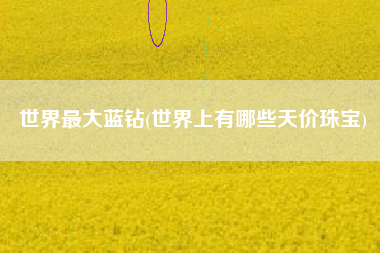 世界最大蓝钻(世界上有哪些天价珠宝)