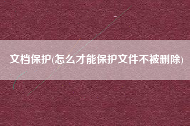 文档保护(怎么才能保护文件不被删除)