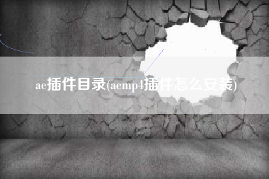 ae插件目录(aemp4插件怎么安装)