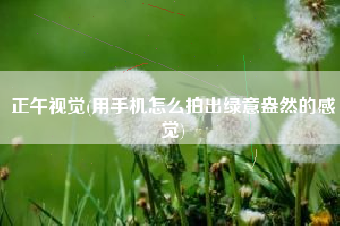 正午视觉(用手机怎么拍出绿意盎然的感觉)