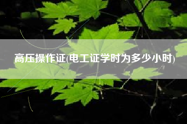 高压操作证(电工证学时为多少小时)