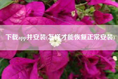 下载app并安装(怎样才能恢复正常安装)