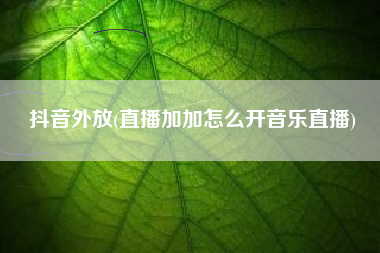 抖音外放(直播加加怎么开音乐直播)