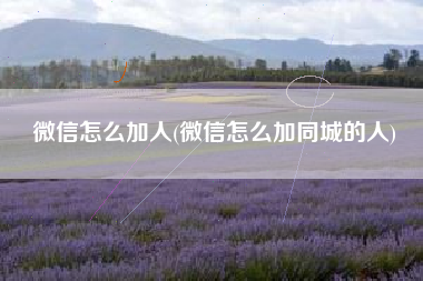 微信怎么加人(微信怎么加同城的人)