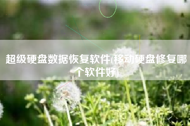 超级硬盘数据恢复软件(移动硬盘修复哪个软件好)