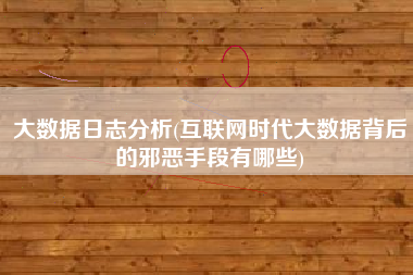 大数据日志分析(互联网时代大数据背后的邪恶手段有哪些)