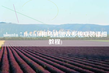 ubuntu 7.10(win10和乌班图双系统安装详细教程)