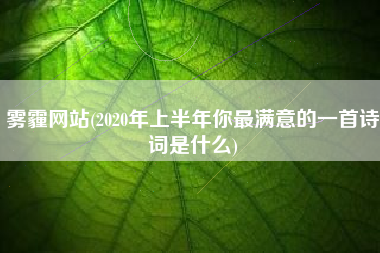 雾霾网站(2020年上半年你最满意的一首诗词是什么)