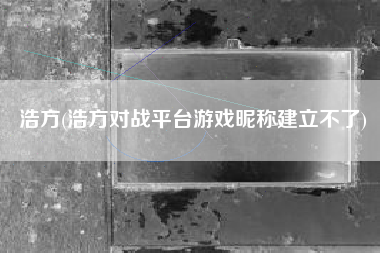 浩方(浩方对战平台游戏昵称建立不了)