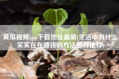 黄瓜视频app下载地址最新(生活中有什么实实在在赚钱的方法值得推荐)