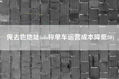 俺去也地址(ofo称单车运营成本降低80)