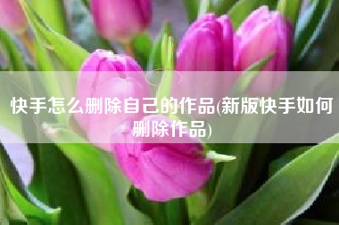 快手怎么删除自己的作品(新版快手如何删除作品)