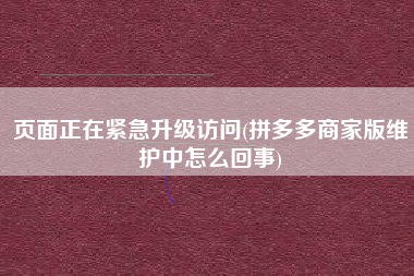 页面正在紧急升级访问(拼多多商家版维护中怎么回事)