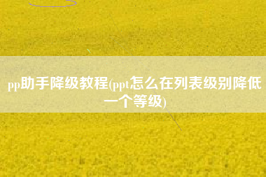 pp助手降级教程(ppt怎么在列表级别降低一个等级)