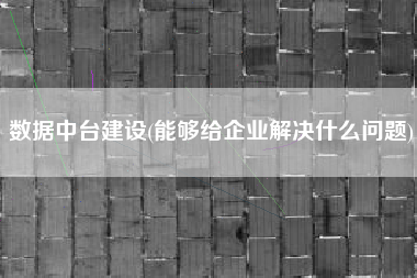 数据中台建设(能够给企业解决什么问题)