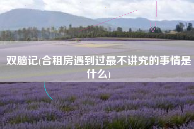 双脑记(合租房遇到过最不讲究的事情是什么)
