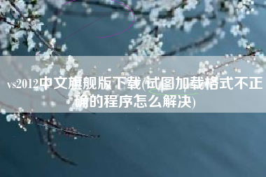 详细阅读:vs2012中文旗舰版下载(试图加载格式不正确的程序怎么解决) vs2012中文旗舰版下载(试图加载格式不正确的程序怎么解决)