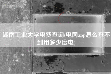 湖南工业大学电费查询(电网app怎么查不到用多少度电)