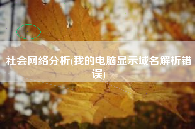社会网络分析(我的电脑显示域名解析错误)