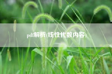pdf解析(线性代数内容)