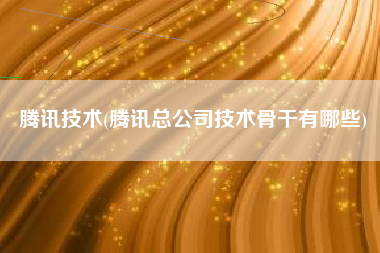 腾讯技术(腾讯总公司技术骨干有哪些)
