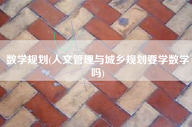 数学规划(人文管理与城乡规划要学数学吗)