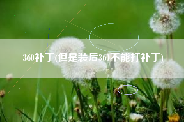 360补丁(但是装后360不能打补丁)