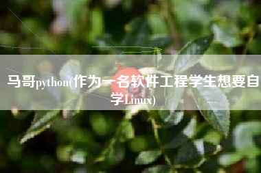 马哥python(作为一名软件工程学生想要自学Linux)