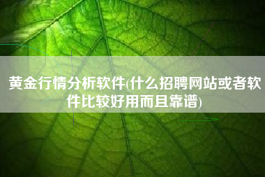 黄金行情分析软件(什么招聘网站或者软件比较好用而且靠谱)