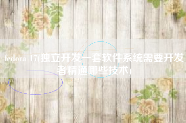 fedora 17(独立开发一套软件系统需要开发者精通哪些技术)