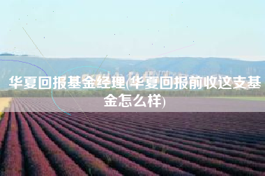 华夏回报基金经理(华夏回报前收这支基金怎么样)